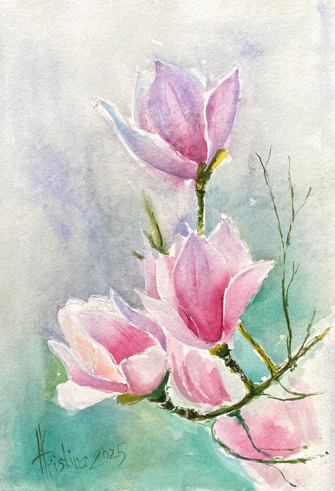 Magnolia Flower Watercolor Painting: Original Floral Botanical Art - Etsy