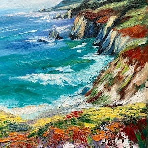Big Sur Oil Painting: California Coast Artwork (10x12)