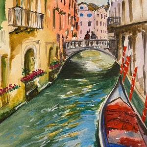 Original Watercolor Venice Painting Italy Artwork Small Travel Art Gift