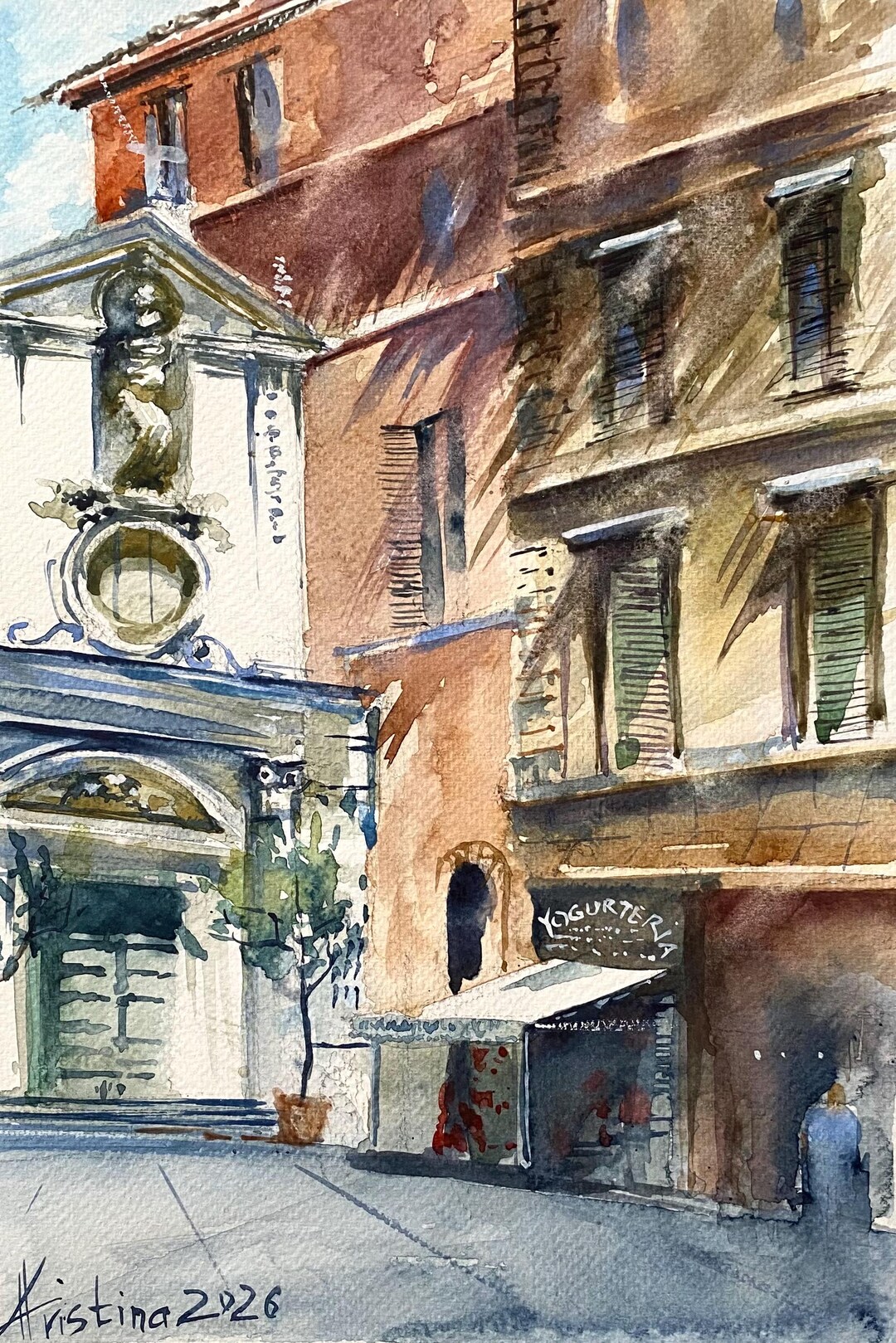 Rome Watercolor Original Painting, Italian Street Architecture Art ...