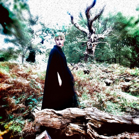 Black velvet vintage cloak