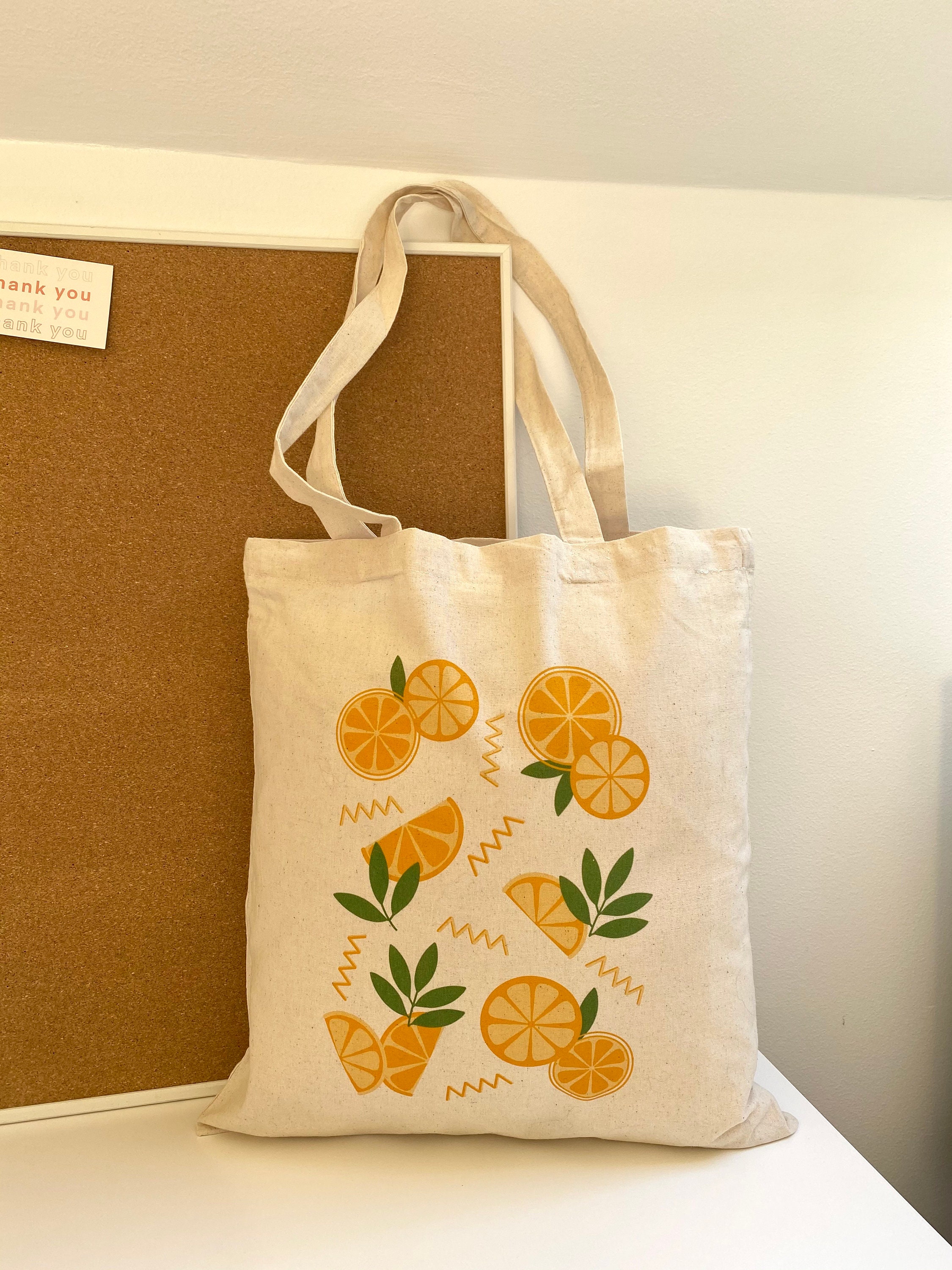 Orange Tote Bag Fruit Cotton Tote Bag Minimalist Tote Bag - Etsy UK