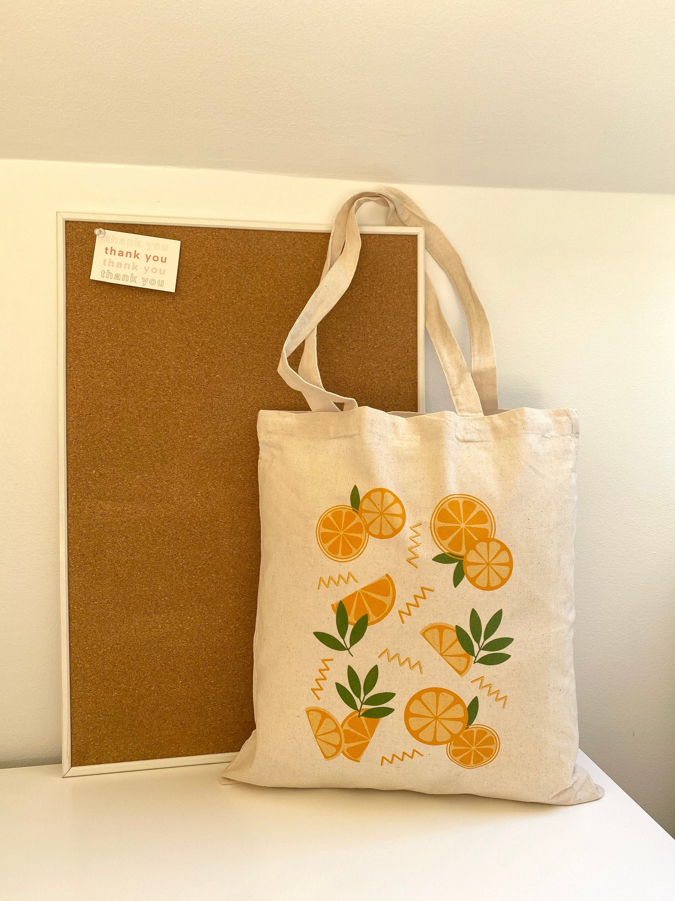 Orange Tote Bag Fruit Cotton Tote Bag Minimalist Tote Bag Etsy