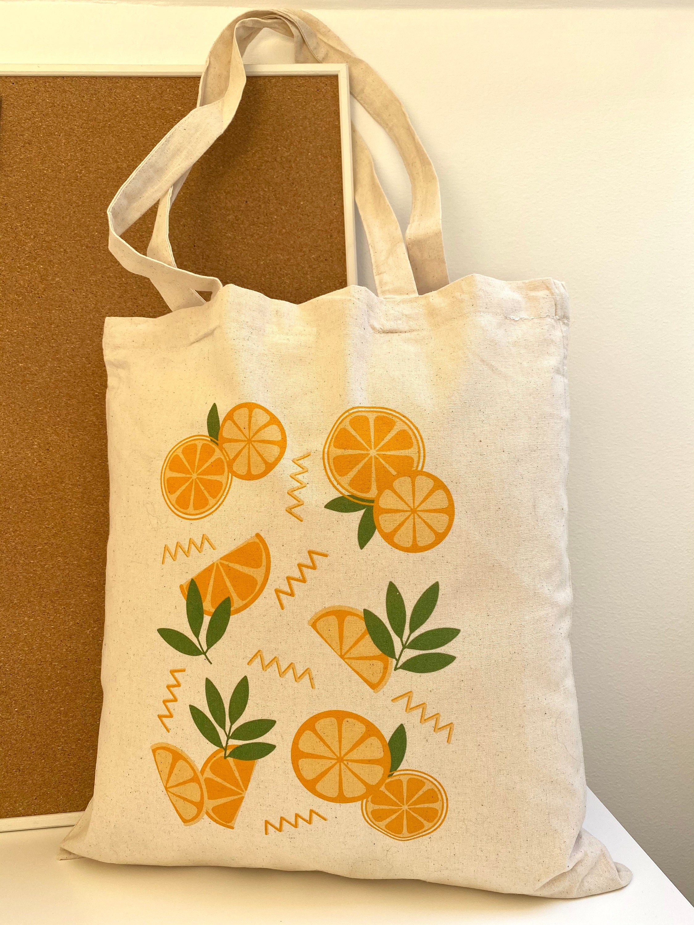 Orange Tote Bag Fruit Cotton Tote Bag Minimalist Tote Bag | Etsy