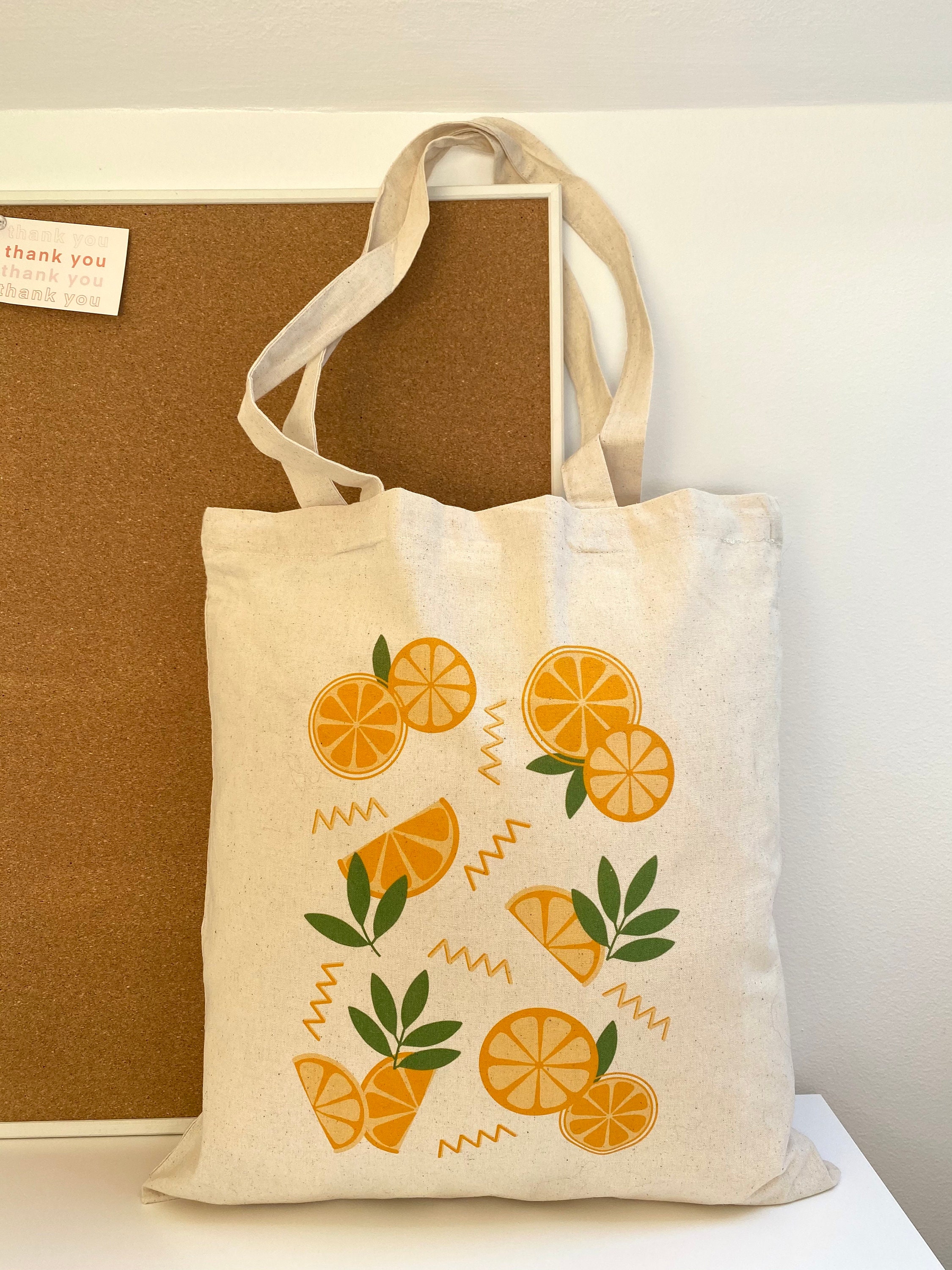 Orange Tote Bag Fruit Cotton Tote Bag Minimalist Tote Bag - Etsy UK