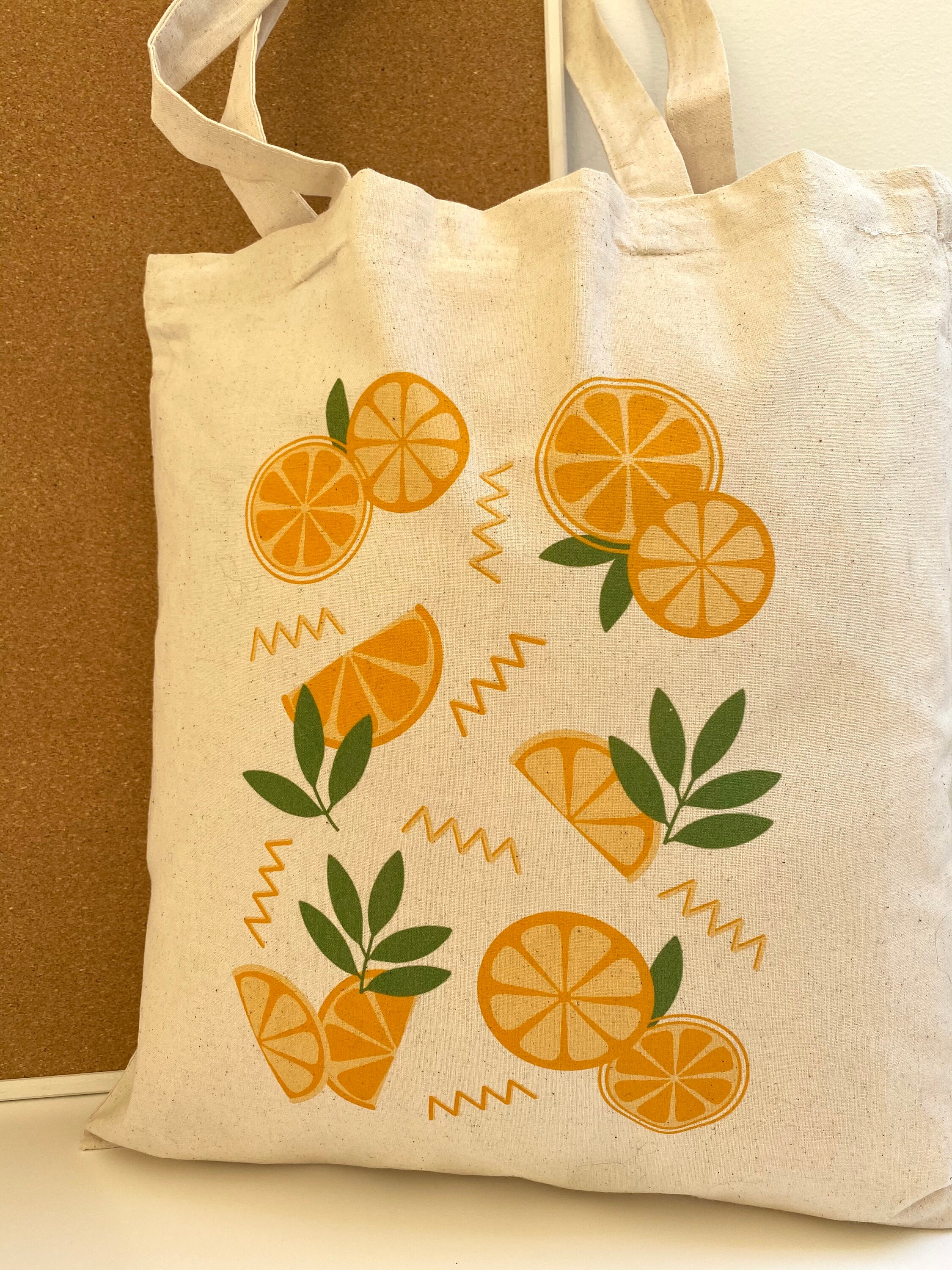 Orange Tote Bag Fruit Cotton Tote Bag Minimalist Tote Bag - Etsy UK