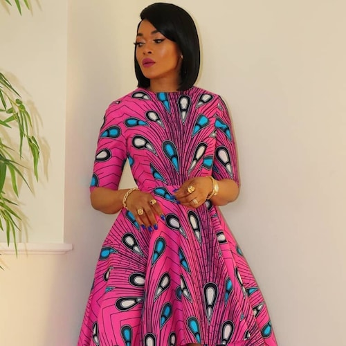 African Print Midi Dressshort Ankara Dressafrican Clothing - Etsy