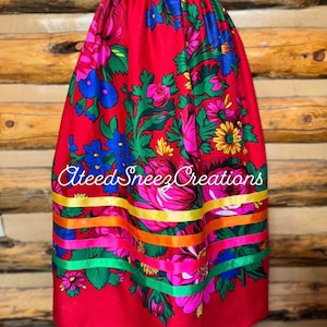 Grandma Scarf Sani skirt | Grandma floral scarf | ribbon skirt | Pow wow skirts | Kookum scarf | Navajo floral scarf