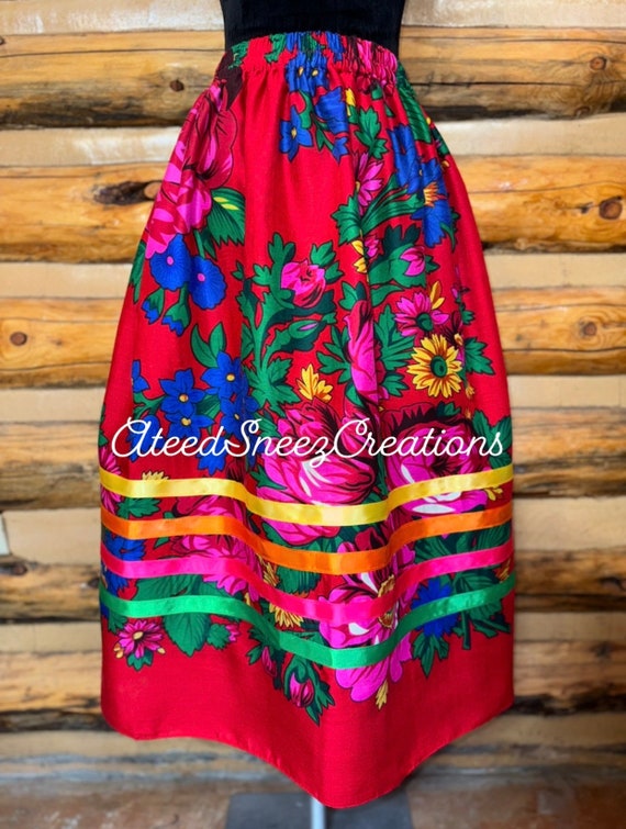 Grandma Scarf Sani Skirt | Grandma Floral Scarf | Ribbon Skirt