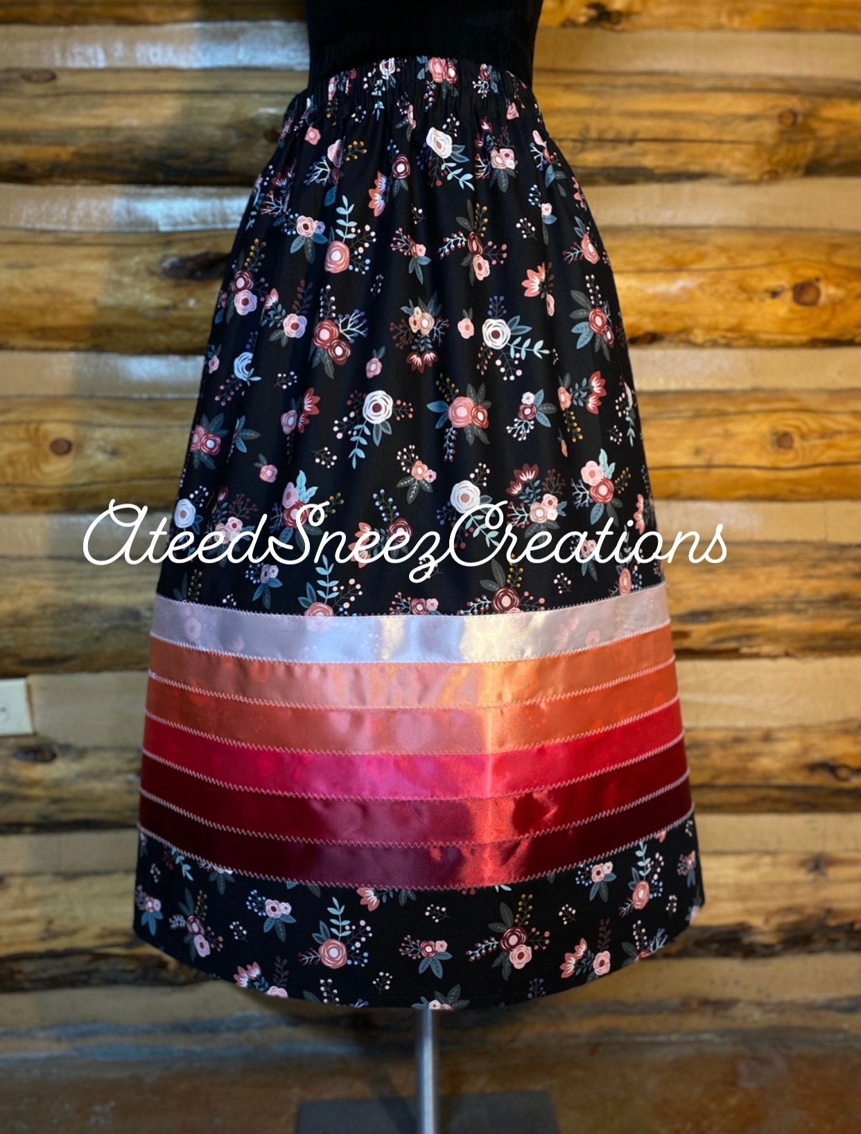 Cotton Ribbon Skirts Womens Ribbon Skirts Floral Ribbon Skirts Ribbon  Skirts Floral Skirts Black Floral Ribbon Skirt -  Canada