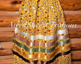Jupes en ruban de coton | Jupes en ruban pour femmes | Jupes en ruban à motifs de chevaux | Jupes en ruban à motifs de tournesols | Jupes fleuries | Jupes en ruban à motifs de papillons