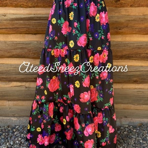 Navajo Sani 3 Tiered COTTON Skirt Navajo Design Style Floral Scarf ...