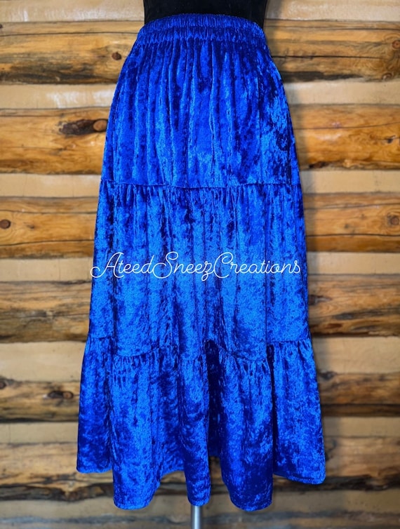 Tiered Velvet Skirt | Navajo Traditional Velvet 3 Tier Skirt