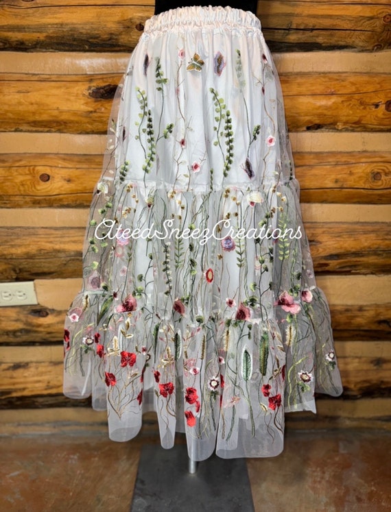 Lace Overlay Tiered Skirt | Floral Lace Tiered Skirt Lace Overlay Tiered Skirt | Floral Lace Tiered Skirt