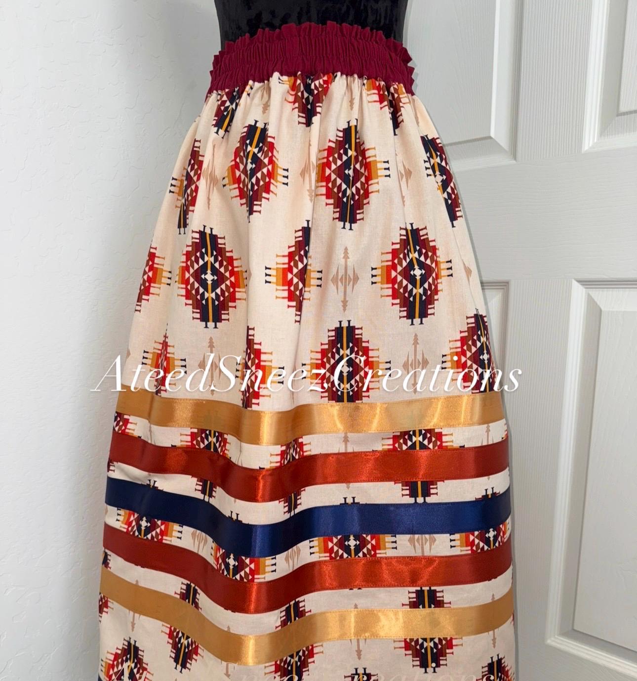 Native American Pattern Ribbon Ribbon Skirt | Cotton Ribbon Skirt | Native American Ribbon Skirt ...