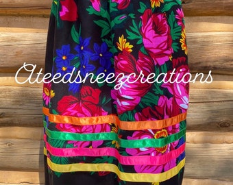 Navajo Scarf Sani skirt | Navajo floral scarf | ribbon skirt | Pow wow skirts | Kookum scarf