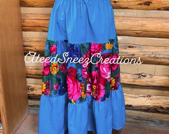 Navajo Scarf Sani 3 tiered Skirt | Navajo Floral Scarf | Grandma Scarf | Navajo style Skirts  | 3 tier skirts