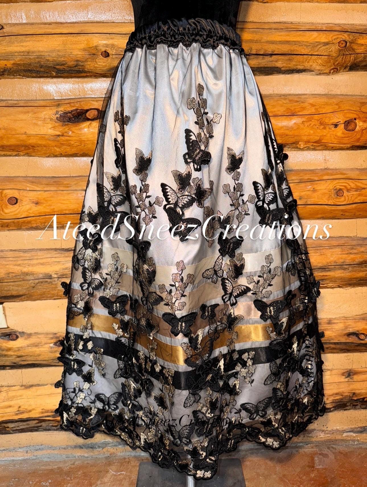 ＊韓国＊［NAVIVERSE］Flower Lace Skirt 2color Lace Overlay Ribbon Skirt | Floral Lace Ribbon Skirt