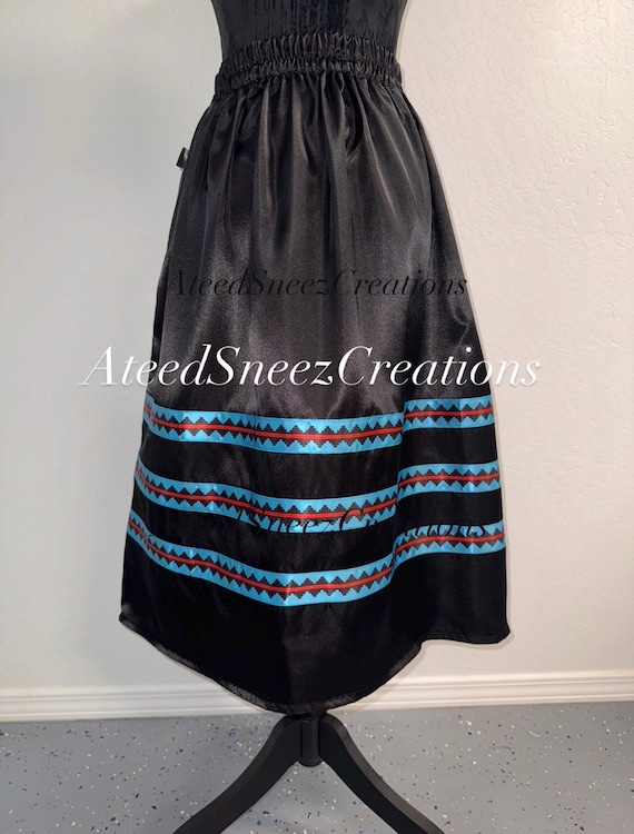 Black Satin Ribbon Skirt | Satin Ribbon Skirt | Native American