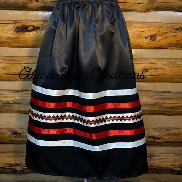 Black satin ribbon skirt | Satin ribbon skirt | Native American ribbon Skirt | satin ribbon Skirt | Design basket ribbons