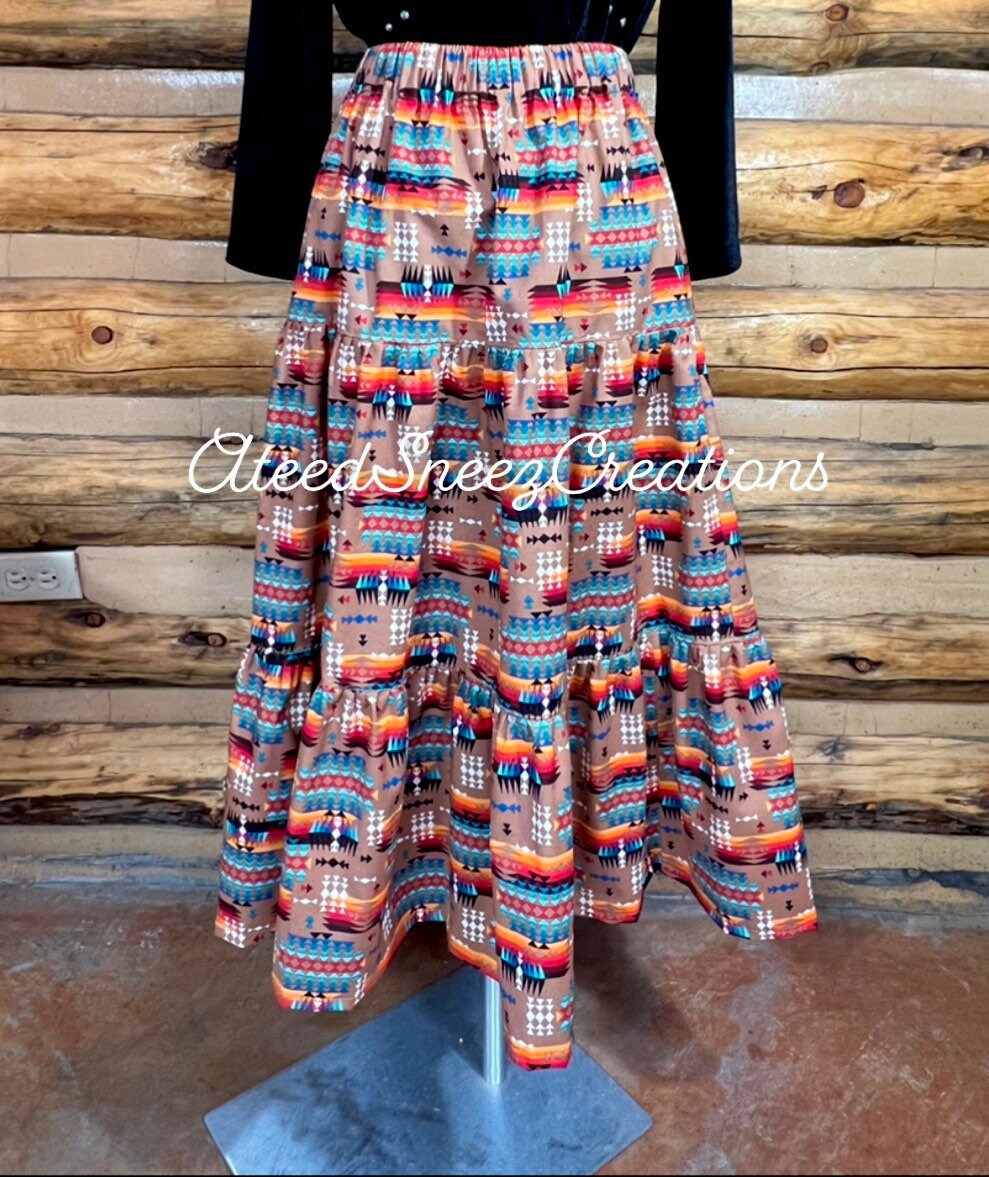 Navajo Skirt | 3 Tier Cotton Skirt | Navajo Style Skirt