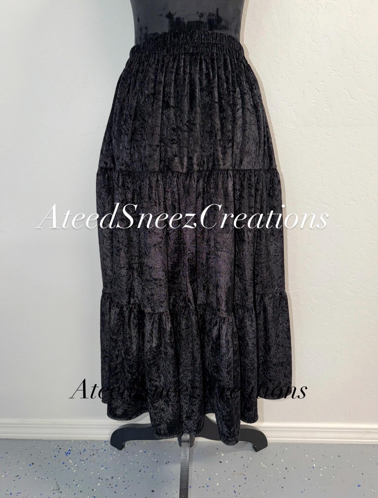 パンツ Del SolTUITACI NAVAJO VELVET Tiered Velvet Skirt | Navajo Traditional Velvet 3 Tier Skirt