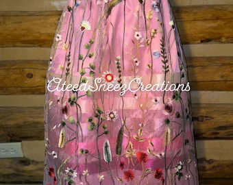Lace Overlay Ribbon Skirt | Floral Lace Ribbon Skirt