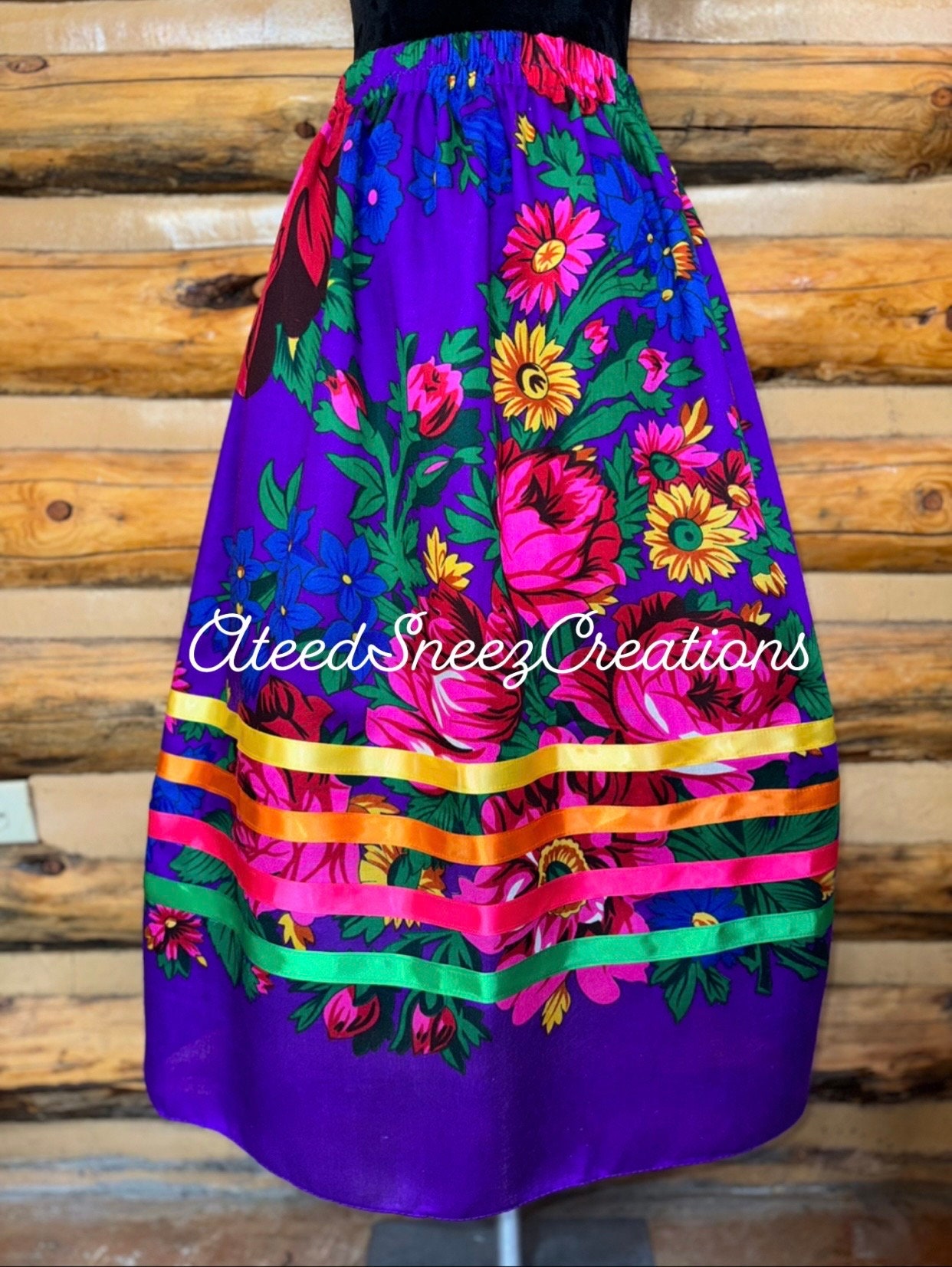 Grandma Scarf Sani Skirt | Grandma Floral Scarf | Ribbon Skirt