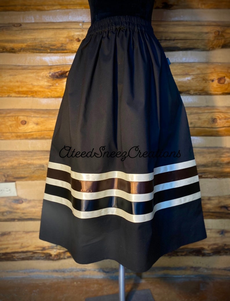 Black Cotton Ribbon Skirts Women's Ribbon Skirts Floral Ribbon Skirts