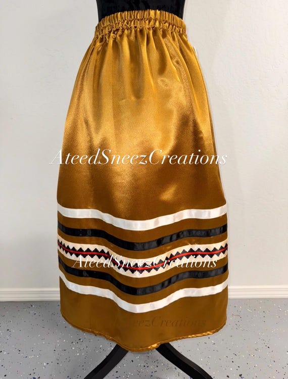 Black Satin Ribbon Skirt | Satin Ribbon Skirt | Native American