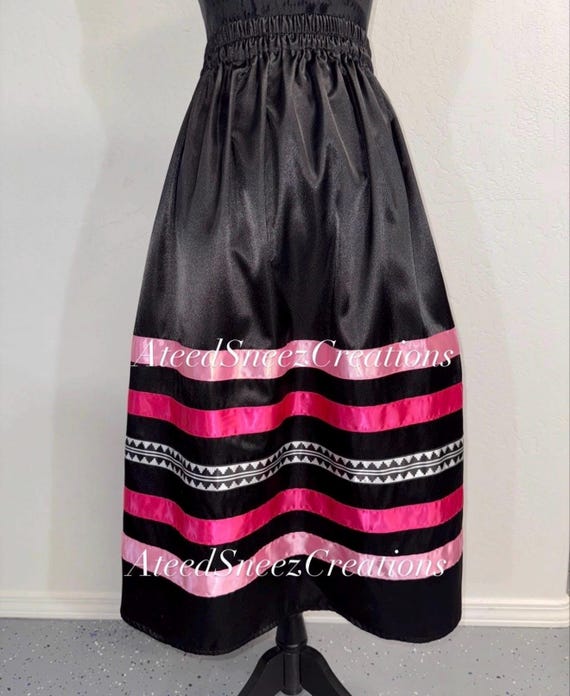 Black Satin Ribbon Skirt | Satin Ribbon Skirt | Native American