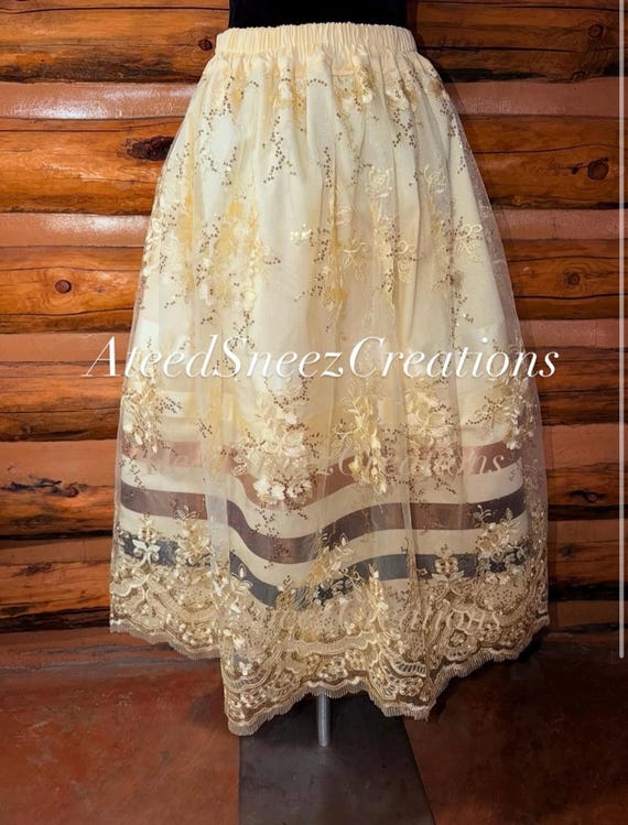 Lace Overlay Ribbon Skirt | Floral Lace Ribbon Skirt | Ribbon