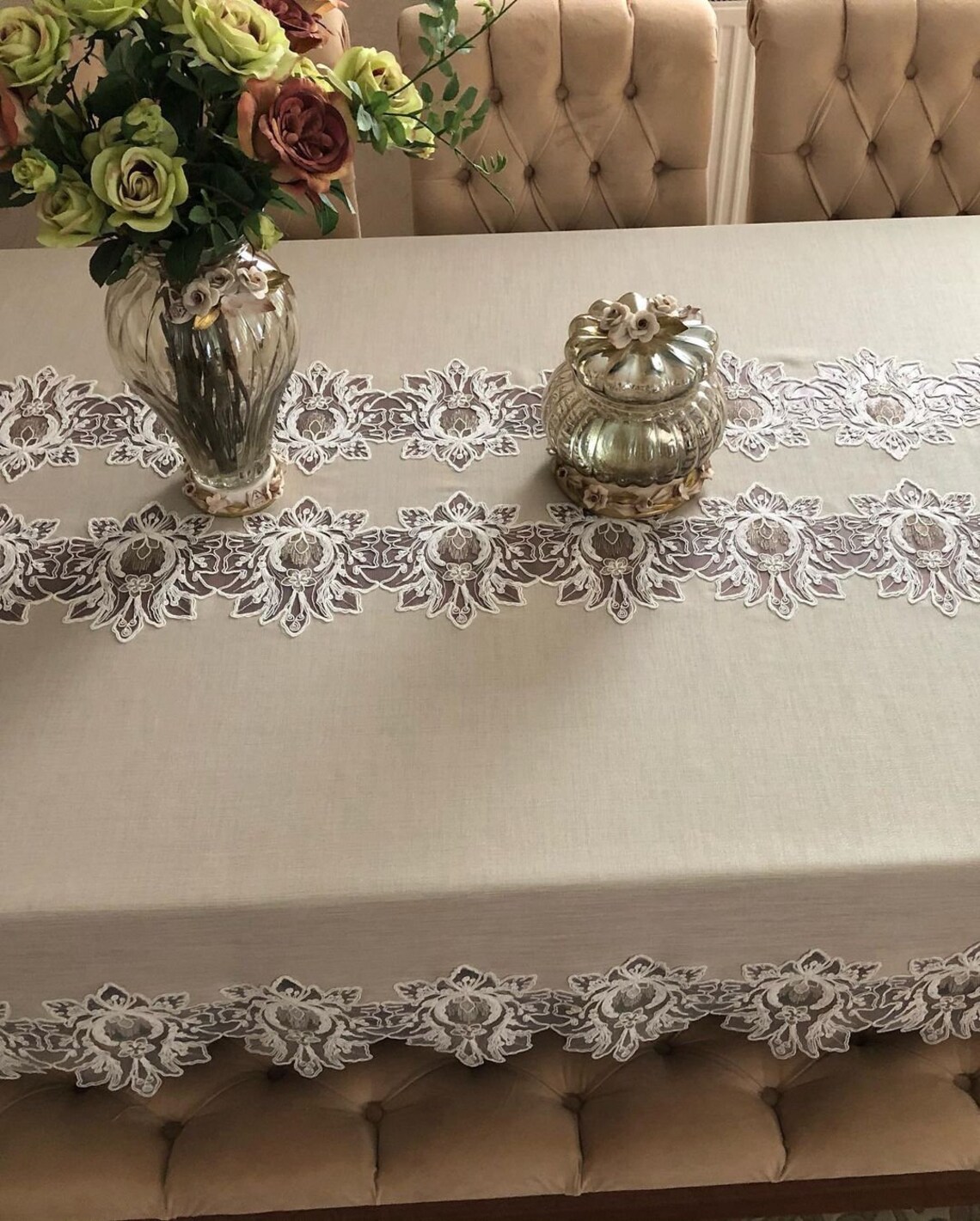 Linen tablecloth. Runner and napkin personalized Bridesmaid Etsy
