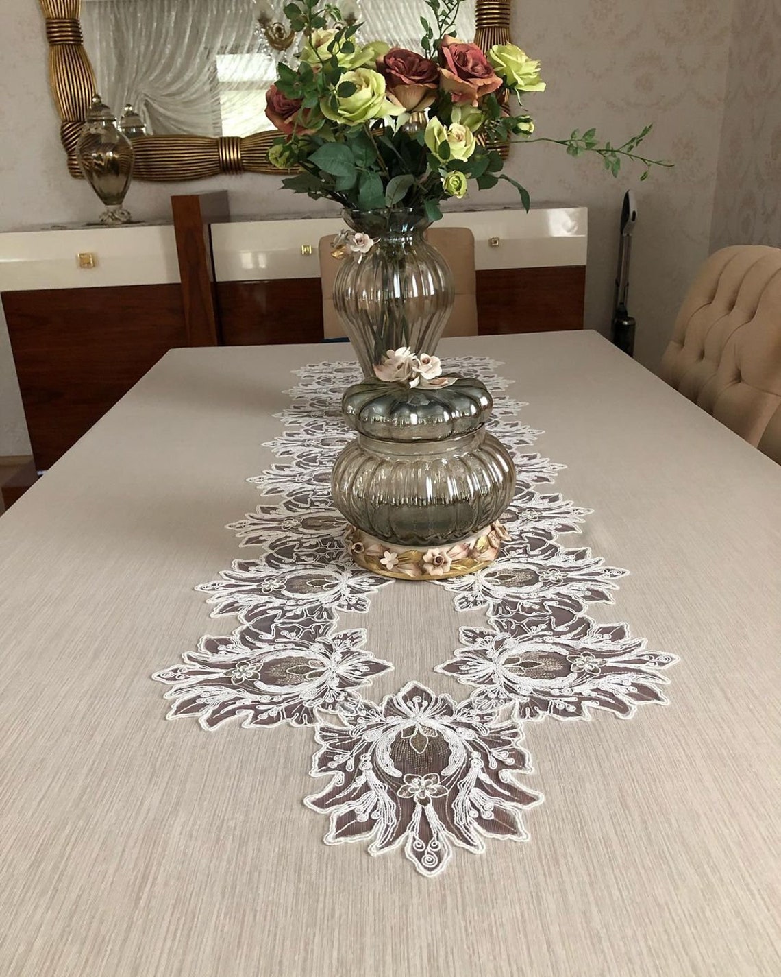 Linen tablecloth. Runner and napkin personalized Bridesmaid Etsy