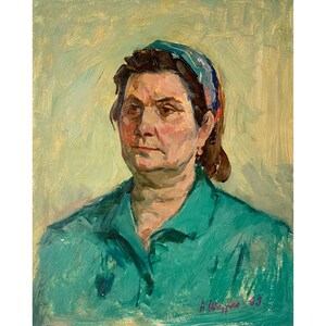 Antique Woman Female Portrait Original Oil Painting by Soviet Ukrainian ...