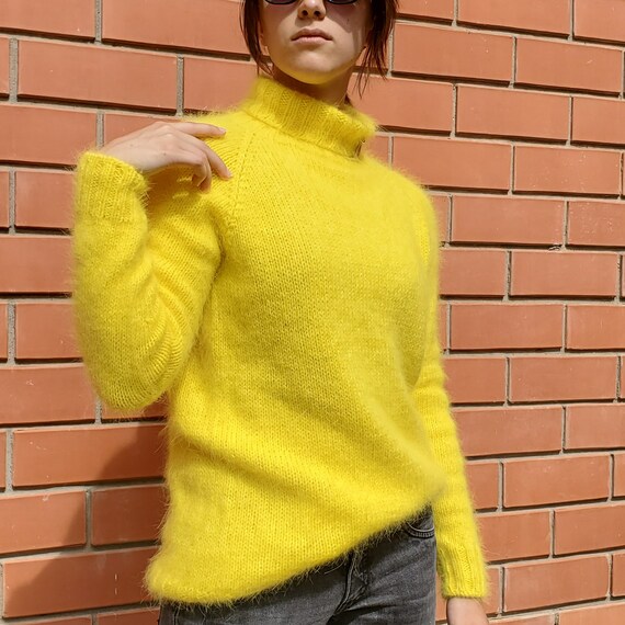 yellow angora sweater
