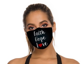 Faith Hope Love Face Mask with Filter for Adults