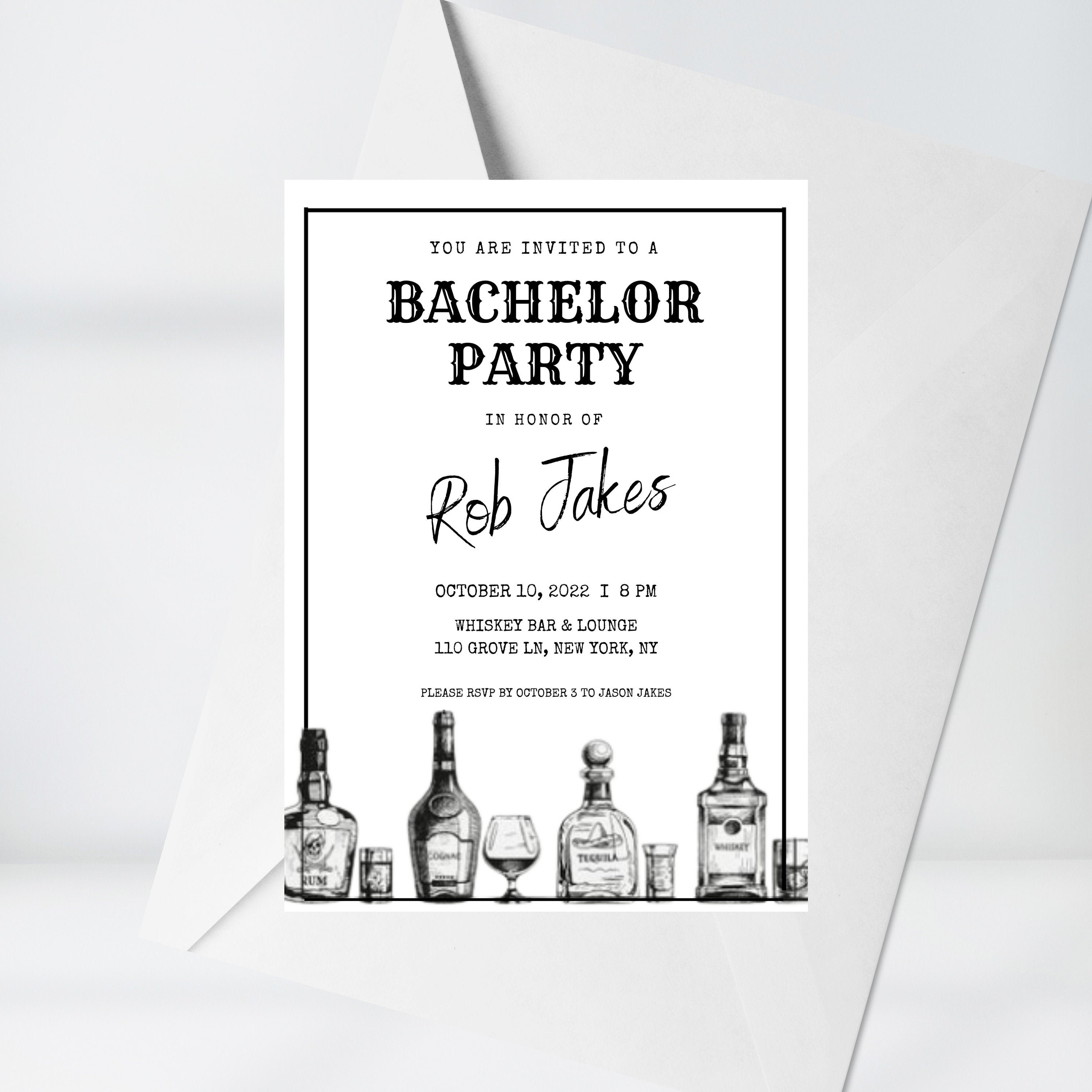 Bachelor Printable Invitation, Bachelor Party, Printable Digital ...