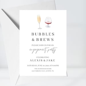 ENGAGEMENT PARTY INVITATION, Bubbles and Brews, Party Invitation, Wedding