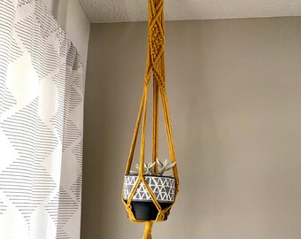 Mustard Macrame Plant Hanger