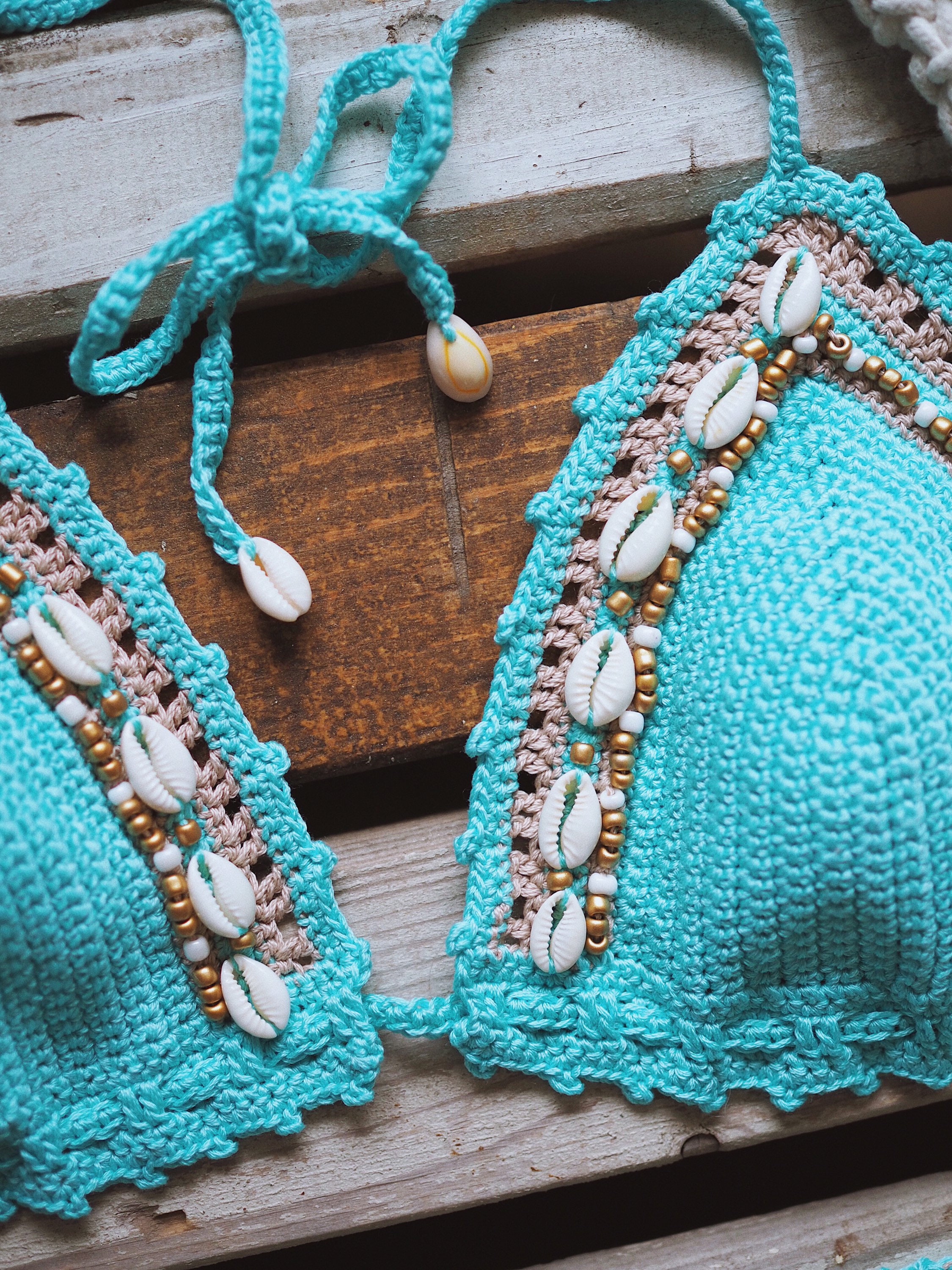 Crochet Bikini Crochet Bikini Set With Shells And Beats Etsy