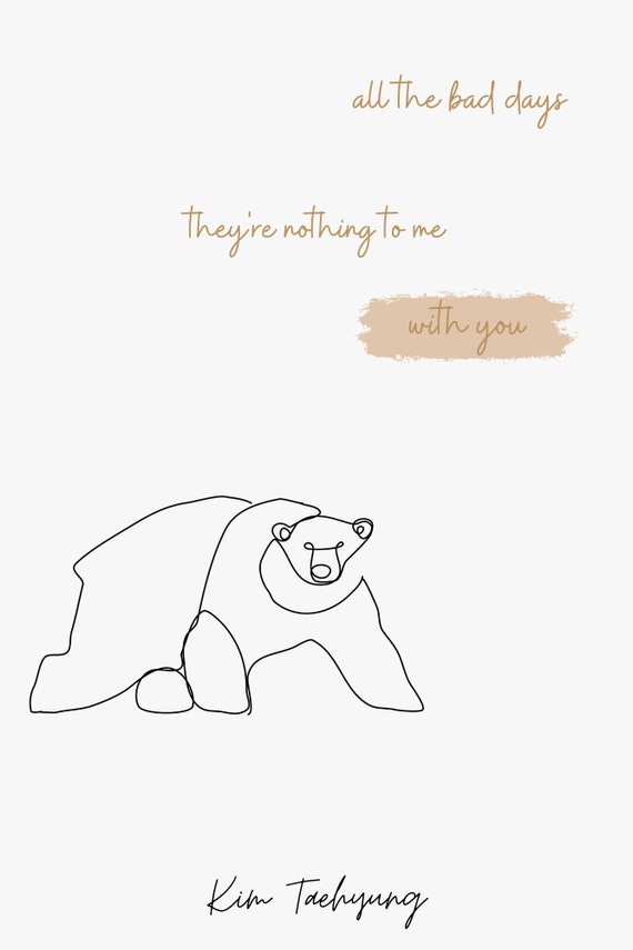 BTS Kim Taehyung Winter Bear Lyrics Art Print 12x16 - Etsy