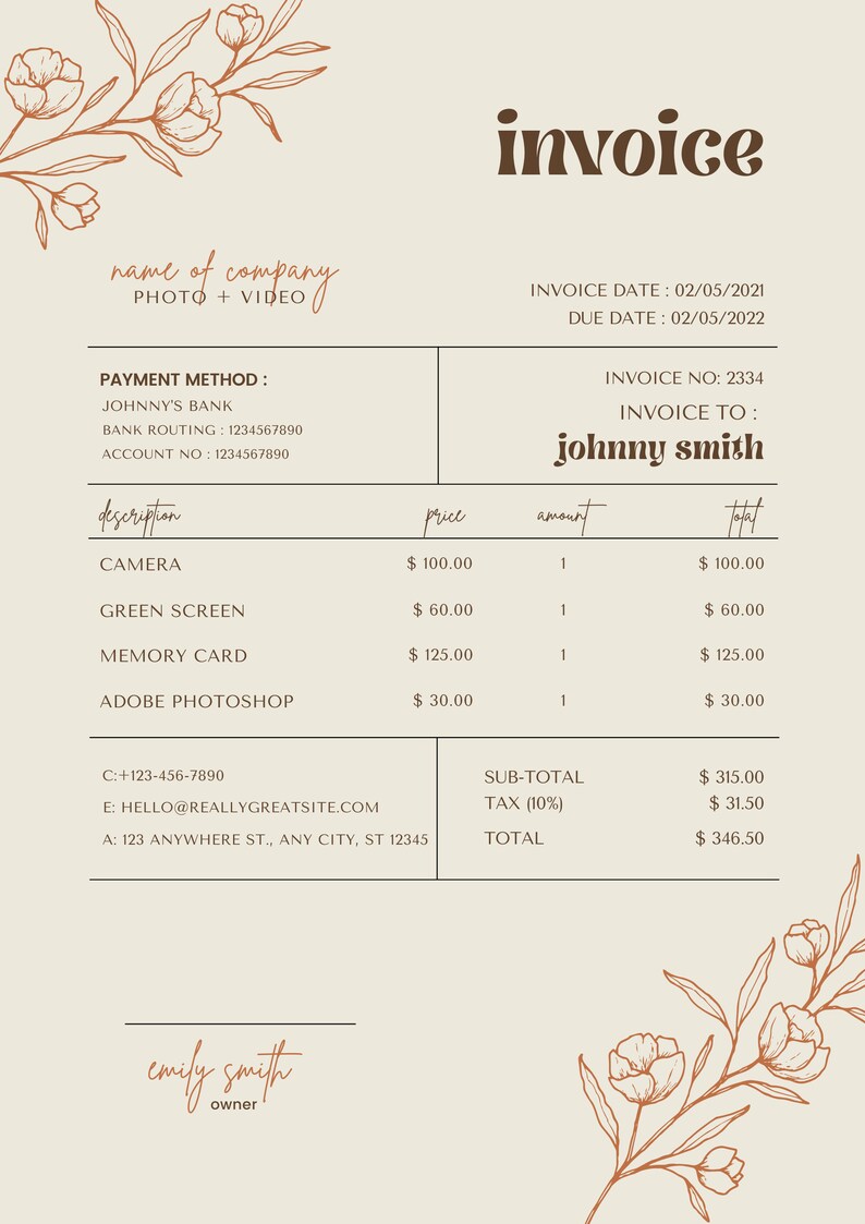 Canva Invoice Template Editable Invoice Retro Invoice Etsy Canva Invoice Template Editable Invoice Retro Invoice Etsy