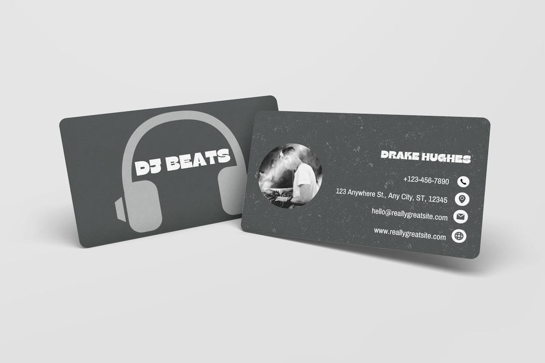 Dj Business Card Template Canva Editable Dj Marketing Wedding Dj Card