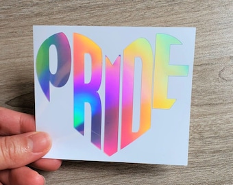 Holographic Heart Pride Decal: LGBTQ Vinyl Sticker