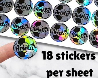 Custom Name Soccer Sticker Sheet (18 Stickers), Custom Team Sports Gift Back to School Stickers