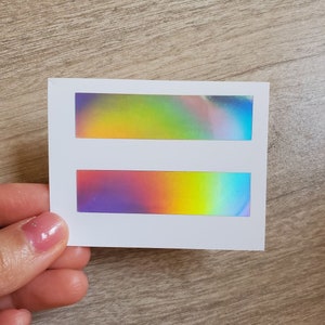 Holographic Equality Sign Vinyl Decal Sticker, LGBTQ Sticker Decal, Gay Pride Sticker, Decal for car window, tumbler, laptop