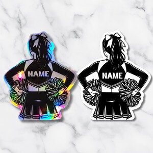 Custom Cheerleader Name Sticker – Personalized Cheer Stickers in Solid or Holographic – Cheer Squad Gift