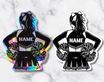 Custom Cheerleader Name Sticker – Personalized Cheer Stickers in Solid or Holographic – Cheer Squad Gift