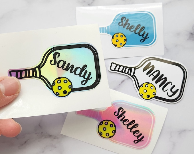 Holographic Personalized Pickleball Sticker – Custom Paddle Name, Pickleball Gift for Players